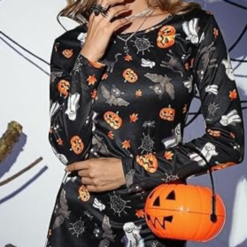 For G and L Women's Halloween Costume Long Sleeve Midi Dress Size S
